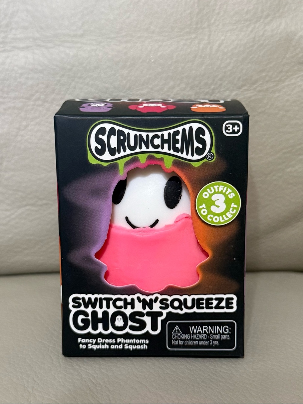 Scrunchems Switch 'N' Squeeze Ghost Squishy Fidget Sensory Toy Pink Devil Ghost